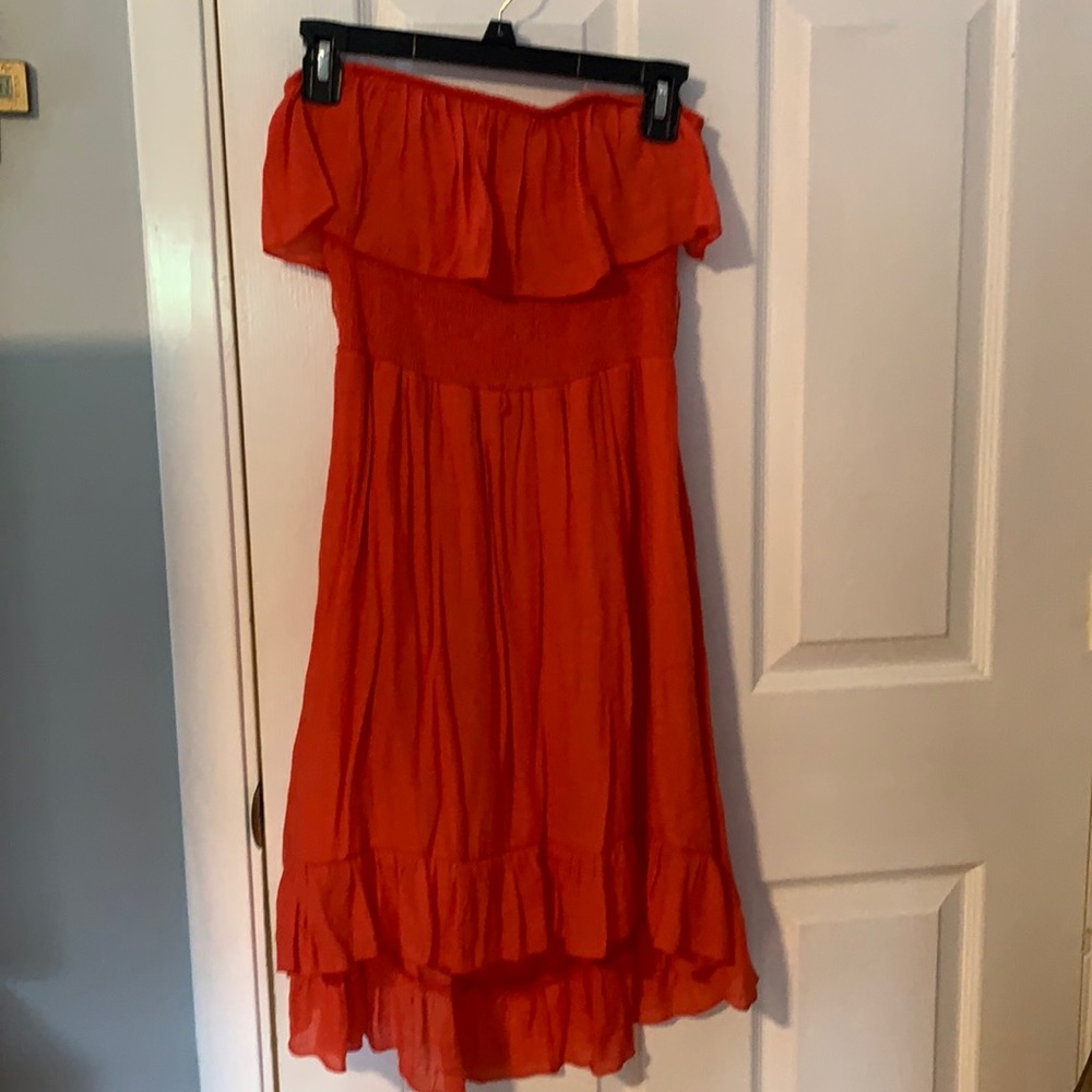 IZ Byer Strapless orange dress, size small